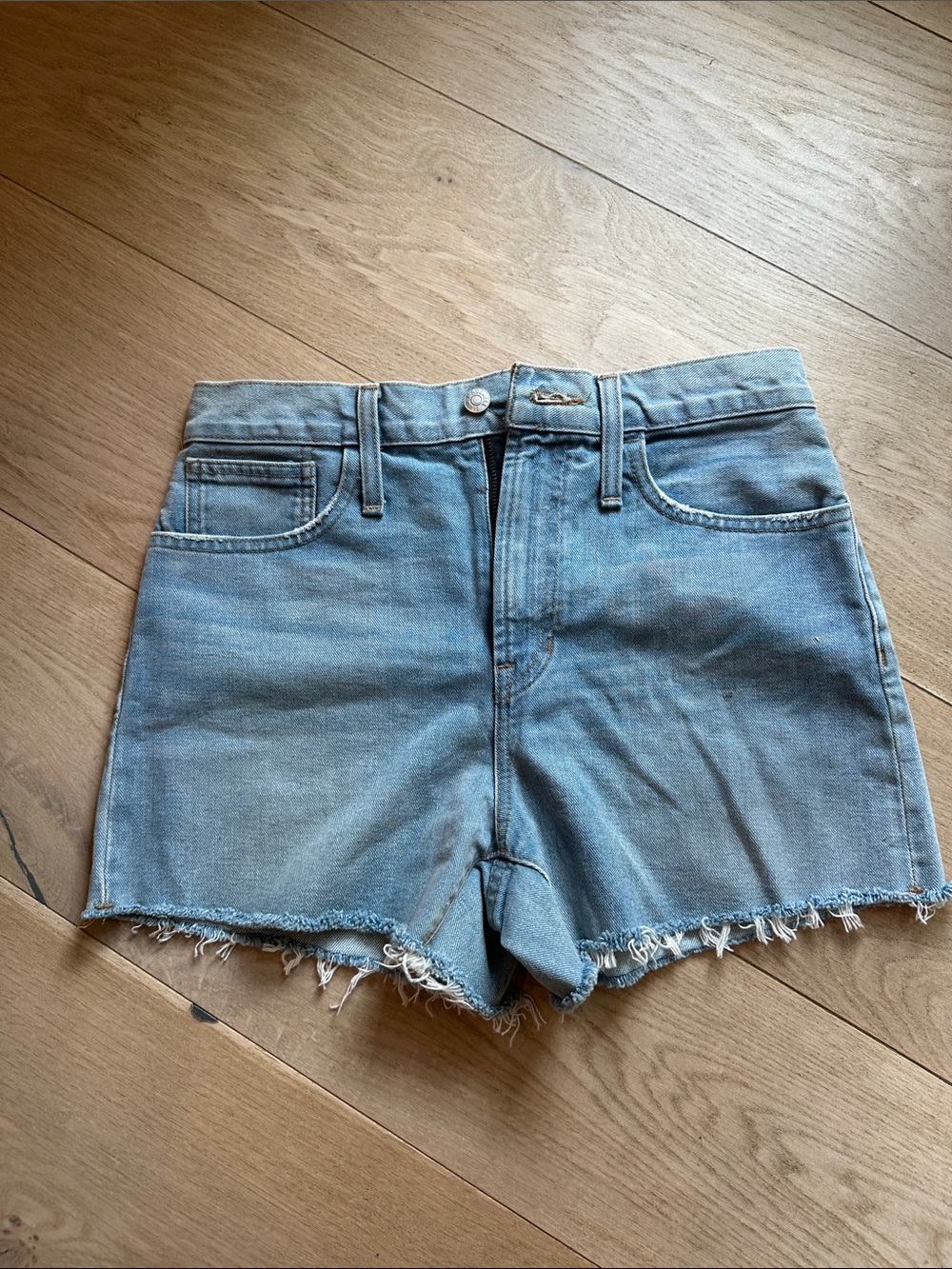 Madewell Light Blue Frayed Hem Denim Shorts